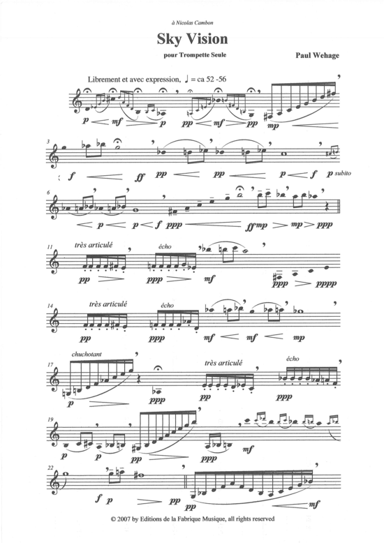 Sky Vision (Trompete Solo) (Trompete) von Paul Wehage