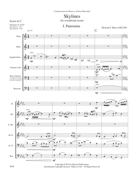 Skylines (Fl te Oboe Englischhorn Klarinette Bassklarinette und Fagott) (Sextett (Holzbl ser)) von Howard J. Buss