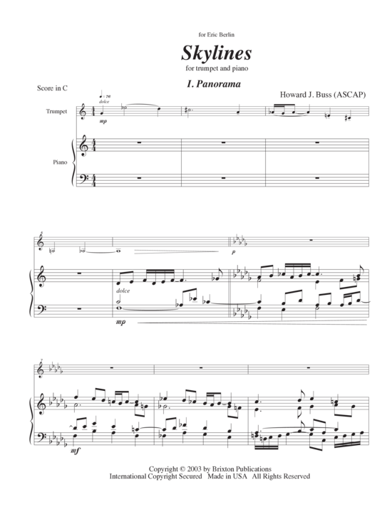 Skylines (Trompete in B C und Klavier) (Klavier  Trompete) von Howard J. Buss 