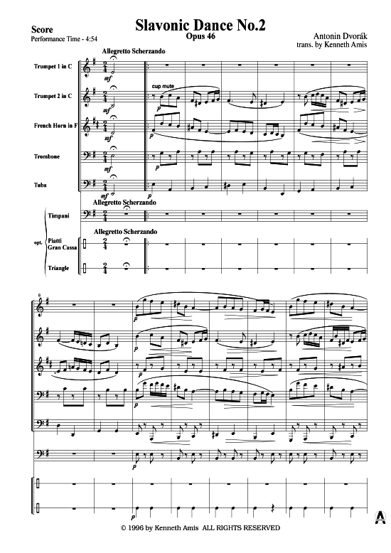 Slawischer Tanz Nr. 2 (Blechbl serquintett) (Quintett (Blech Brass)) von Antonin Dvorak (op. 46)