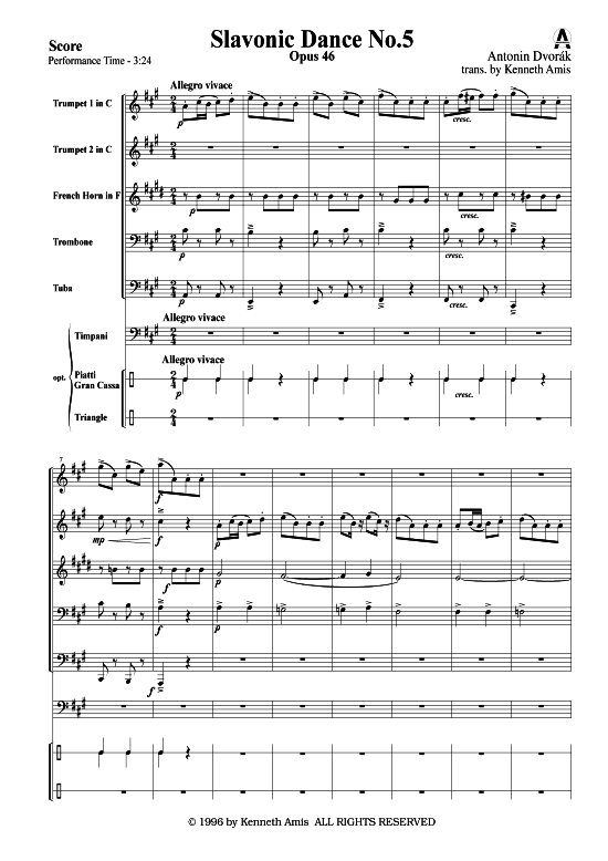 Slawischer Tanz Nr. 5 (Blechbl serquintett) (Quintett (Blech Brass)) von Antonin Dvorak (op. 46)