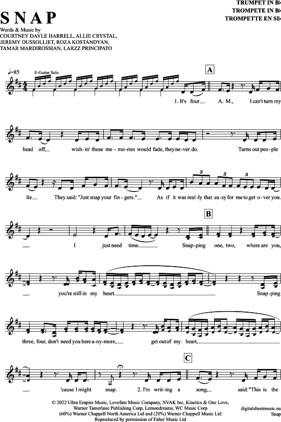 Snap (Trompete in B) (Trompete) von Rosa Linn