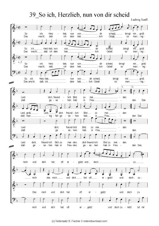 So ich Herzlieb nun von dir scheid (Gemischter Chor) (Gemischter Chor) von Ludwig Senfl (1486-1542)