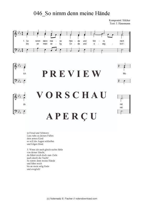 So nimm denn meine H nde (Gemischter Chor SAB) (Gemischter Chor (SAB)) von Silcher  J. Hausmann
