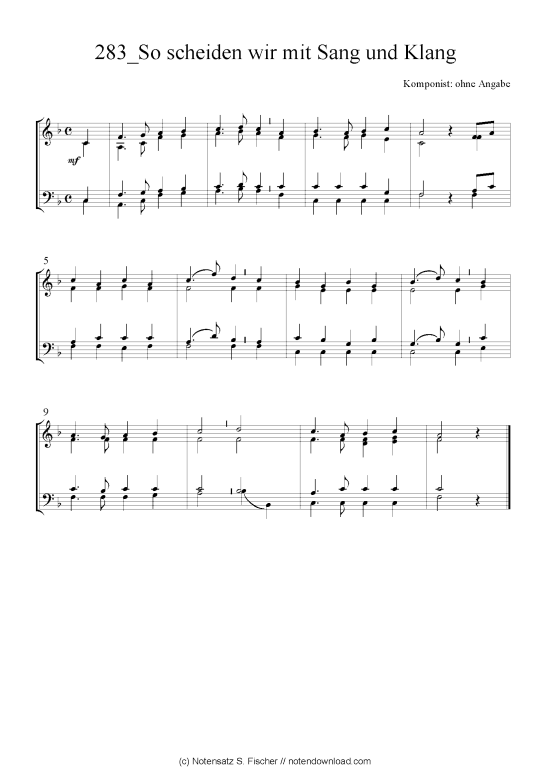 So scheiden wir mit Sang und Klang (Quartett in C) (Quartett (4 St.)) von 