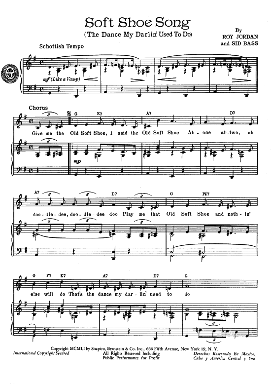 Soft Shoe Song (The Dance My Darlin Used To Do) (Klavier + Gesang) (Klavier Gesang  Gitarre) von Popular Standard