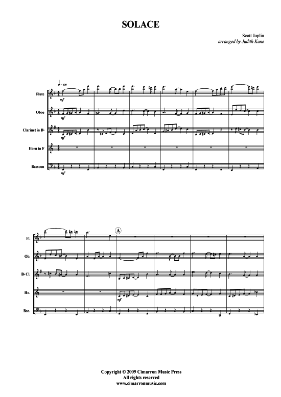 Solace (Holzbl auml ser-Quintett) (Quintett (Holzbl ser)) von Scott Joplin