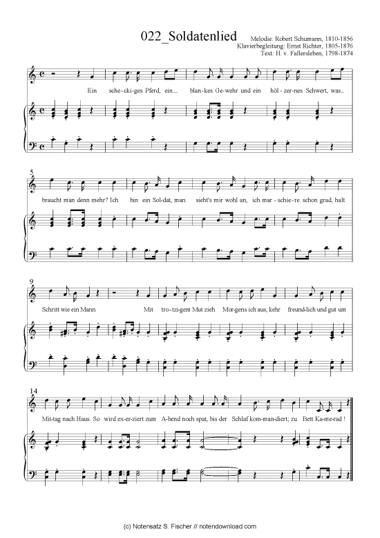 Soldatenlied (Klavier + Gesang) (Klavier  Gesang) von Robert Schumann (1810-1856)