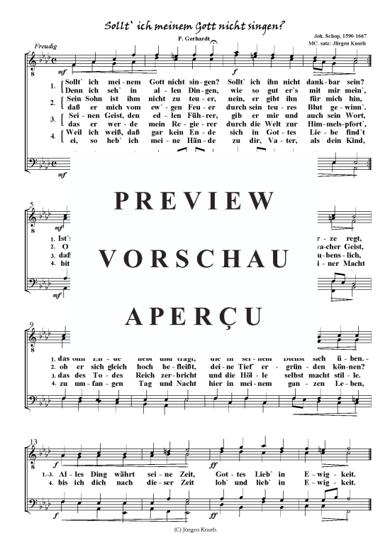 Sollt ich meinen Gott nicht singen (M nnerchor) (M nnerchor) von Johann Schop