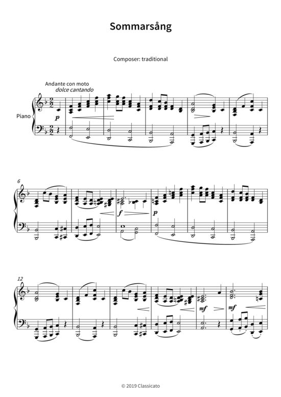 Sommars ng (Klavier Solo) (Klavier Solo) von traditional