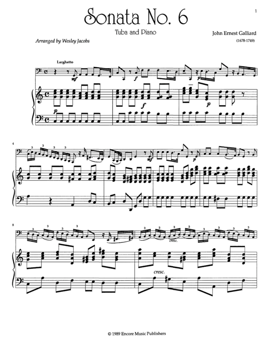 Sonata No. 6 (Tuba + Klavier) (Klavier  Tuba) von Wesley Jacobs