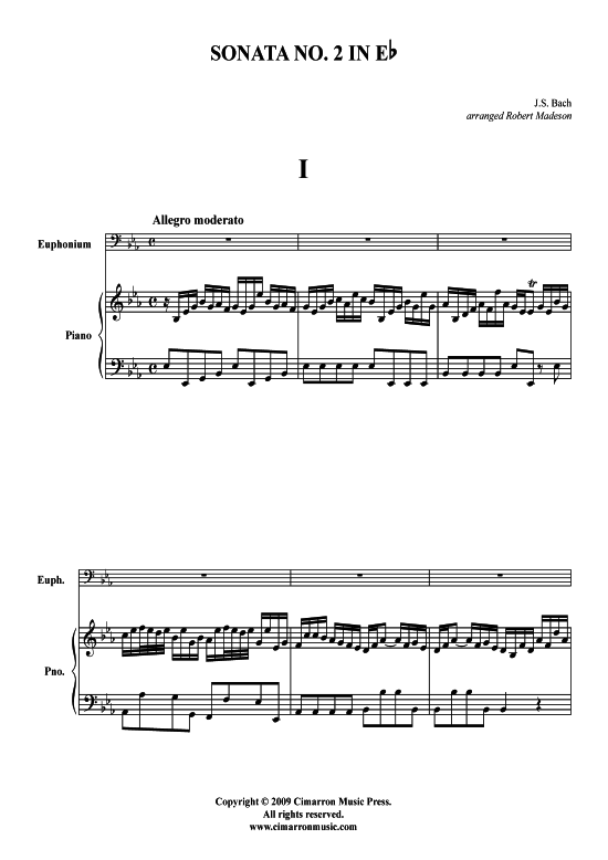 Sonata Nr. 2 in Es 150 3 S auml tze (Bariton Pos + Klavier) (Klavier  Bariton (Posaune)) von J. S. Bach