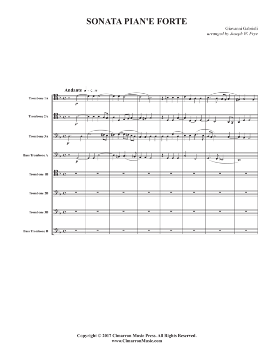 Sonata Pian acute e Forte (Posaunen Ensemble 1-8 Posaunen) (Ensemble (Blechbl ser)) von Giovanni Gabrieli