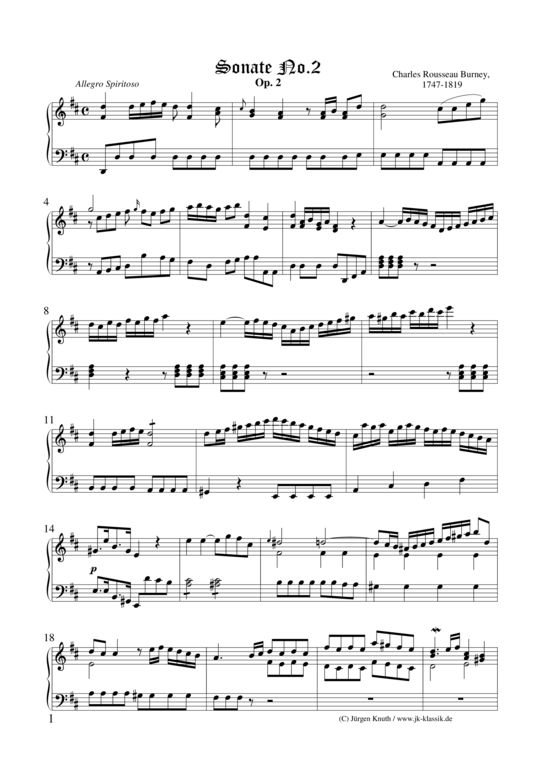 Sonate Op.2 No.2 (Klavier Solo) (Klavier Solo) von Charles Rousseau Burney