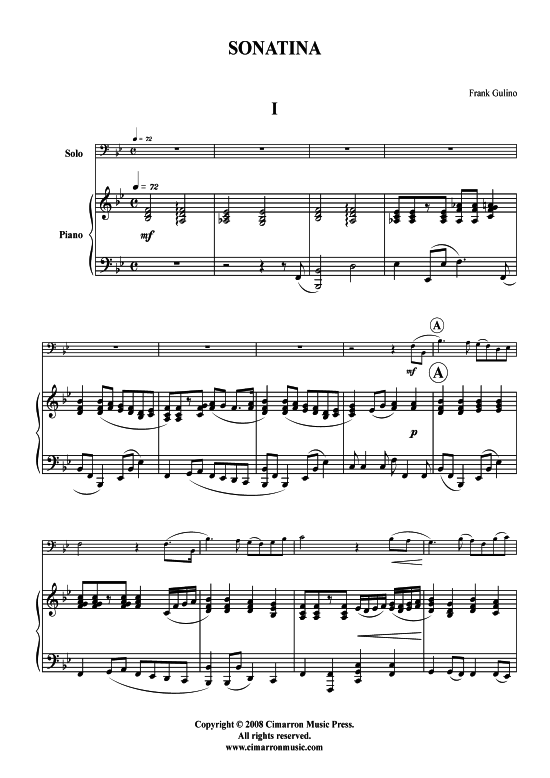 Sonatina 150 3 S auml tze (Bariton Pos + Klavier) (Klavier  Bariton (Posaune)) von Frank Gulino