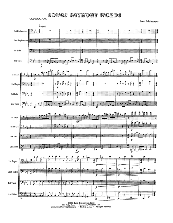 Song Without Words (Tuba Quartett EETT) (Quartett (Tuba)) von Scott Schlesinger
