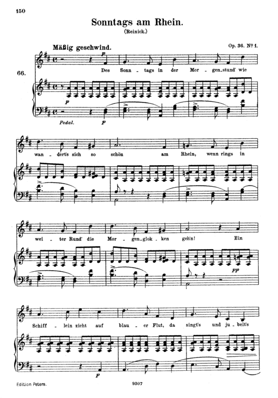 Sonntags am Rhein Op.36 No.1 (Gesang hoch + Klavier) (Klavier  Gesang hoch) von Robert Schumann
