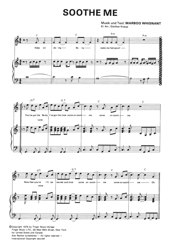 Soothe me (Klavier + Gesang) (Klavier Gesang  Gitarre) von 1975