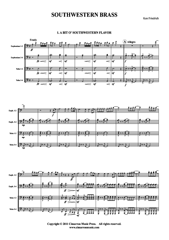 Southwestern Brass (Tuba-Ensemble EEETTT) (Ensemble (Blechbl ser)) von Kenneth Friedrich (3 S auml tze)