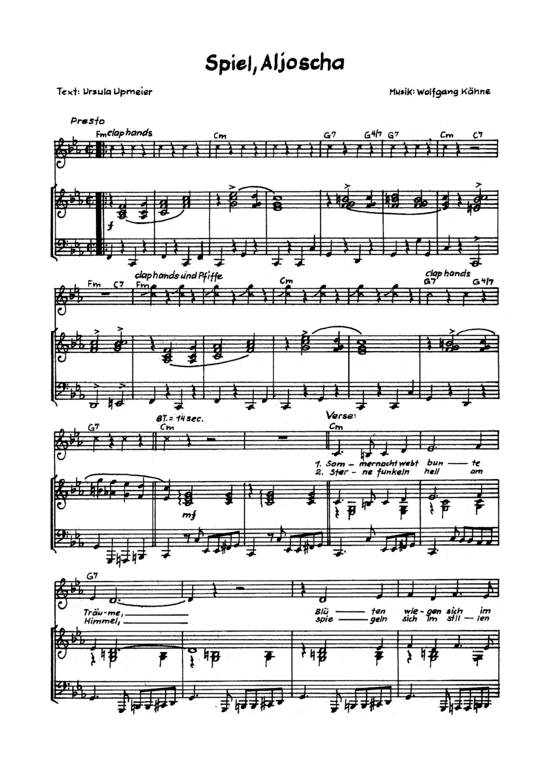 Spiel Aljoscha (Klavier + Gesang) (Klavier Gesang  Gitarre) von 1971