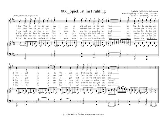 Spiellust im Fr hling (Klavier + Gesang) (Klavier  Gesang) von Schlesische Volksweise