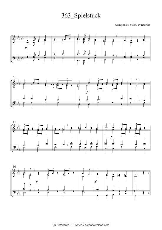 Spielst ck (Quartett in C) (Quartett (4 St.)) von Mich. Praetorius