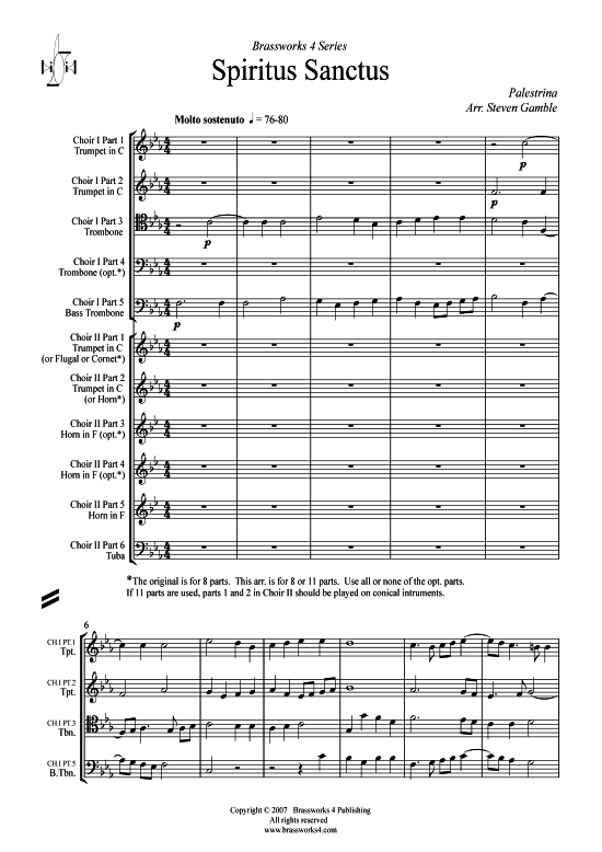 Spiritus Sanctus (Brass Ensemble) (Ensemble (Blechbl ser)) von Giovanni Piergluigi da Palestrina