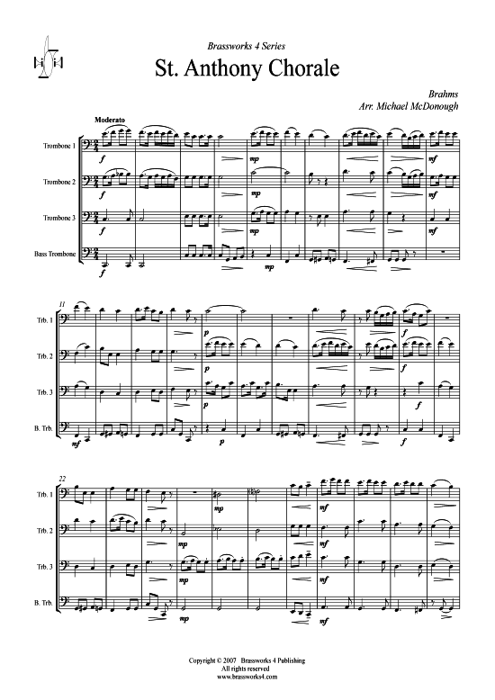 St. Anthony Choral (Posaunen-Quartett) (Quartett (Posaune)) von Johannes Brahms