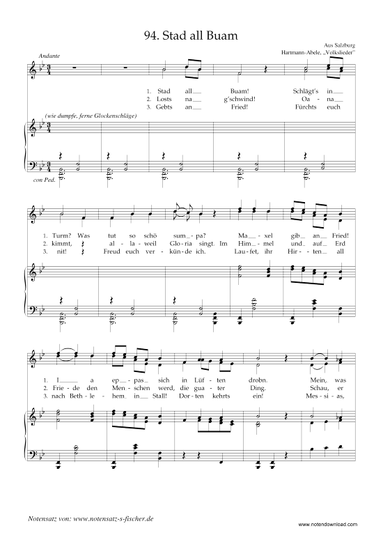 Stad all Buam (Klavier + Gesang) (Klavier  Gesang) von Weihnachtslied aus Salzburg