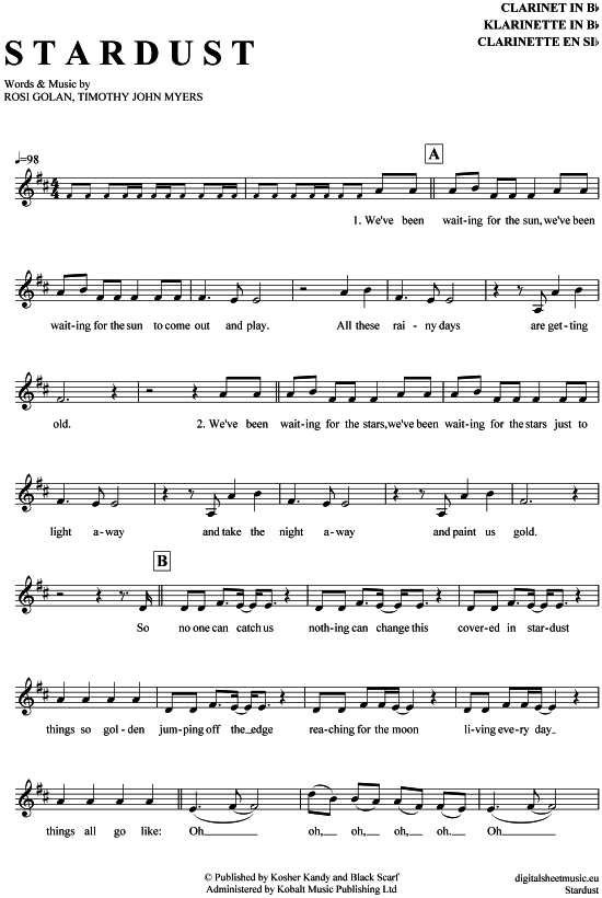 Stardust (Klarinette in B) (Klarinette) von Lena