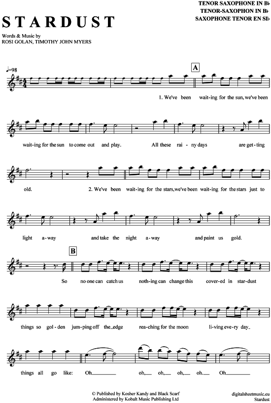 Stardust (Tenor-Sax) (Tenor Saxophon) von Lena