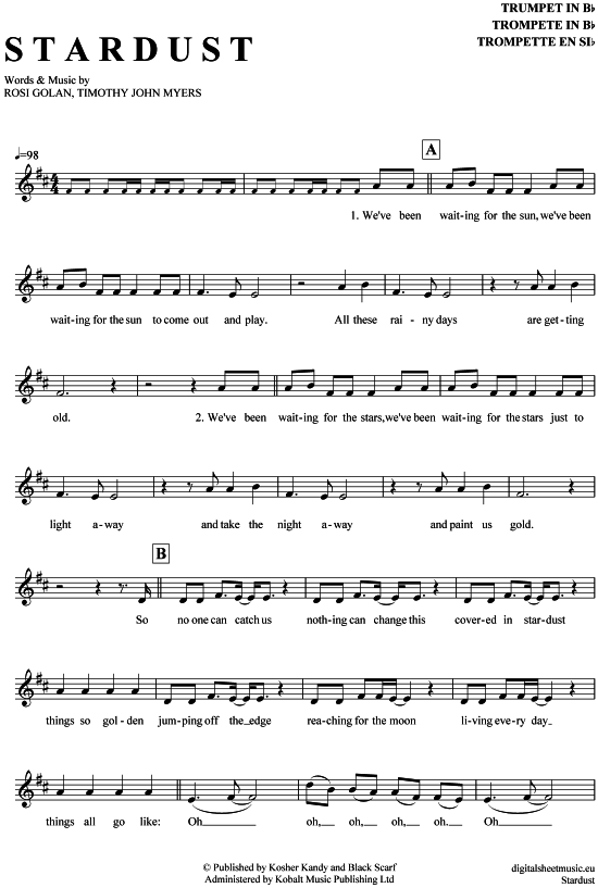 Stardust (Trompete in B) (Trompete) von Lena