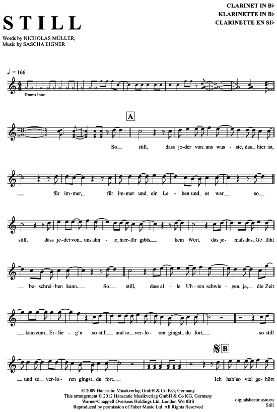 Still (Klarinette in B) (Klarinette) von Jupiter Jones