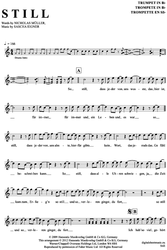 Still (Trompete in B) (Trompete) von Jupiter Jones