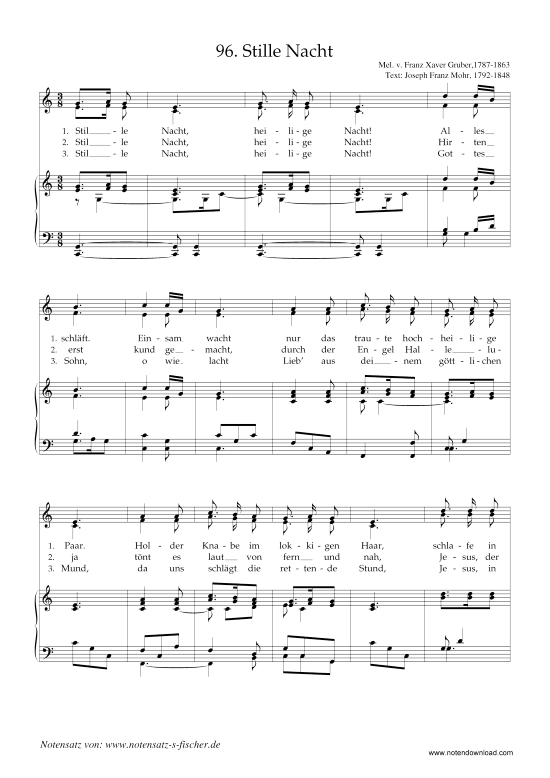 Stille Nacht heilige Nacht (Klavier + Gesang) (Klavier  Gesang) von Franz Xaver Gruber 1787-1863