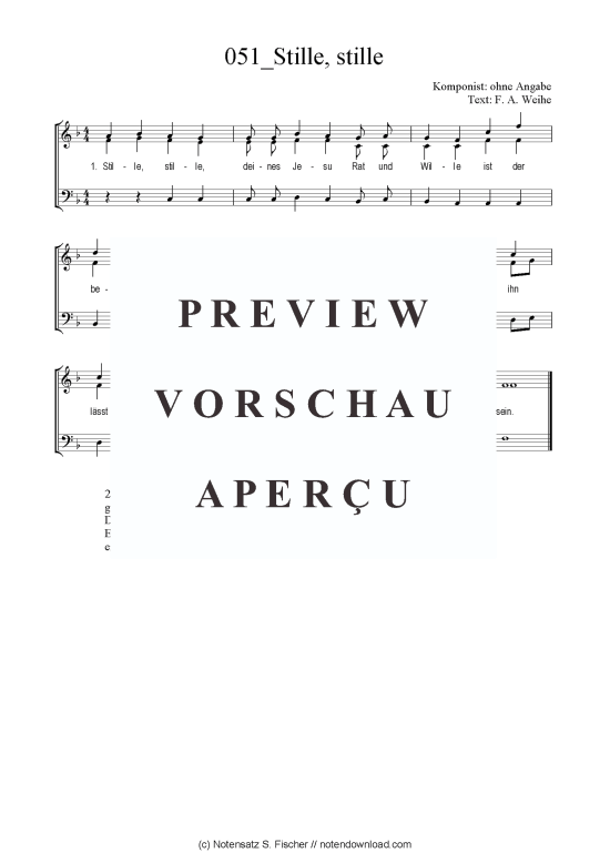 Stille stille (Gemischter Chor SAB) (Gemischter Chor (SAB)) von ohne Angabe  F. A. Weihe