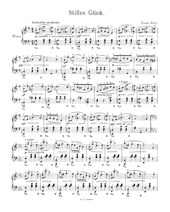 Stilles Gl ck (Klavier Solo) (Klavier Solo) von Franz Behr