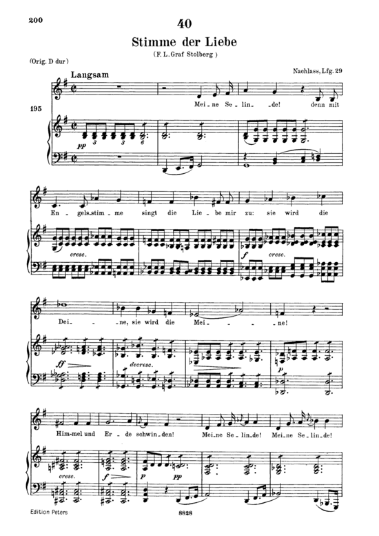 Stimme der Liebe D.412 (Gesang tief + Klavier) (Klavier  Gesang tief) von Franz Schubert