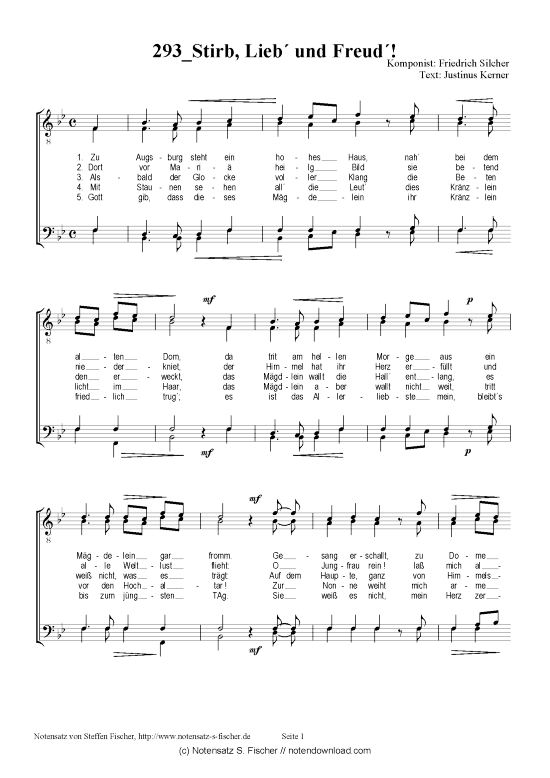 Stirb Lieb und Freud  (M nnerchor) (M nnerchor) von Friedrich Silcher  Justinus Kerner 