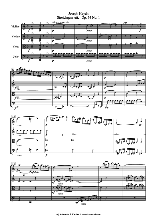 Streichquartett op. 74 Nr. 1 (nur Partitur) (Quartett (Streicher)) von Joseph Haydn (1732-1809)