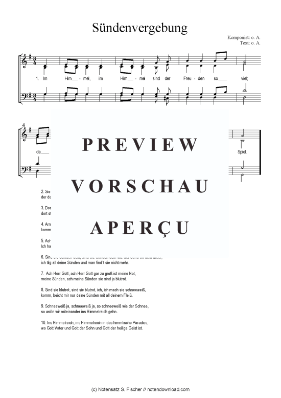S ndenvergebung (Gemischter Chor) (Gemischter Chor) von Das geistliche Volkslied