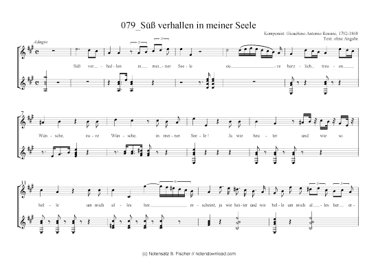S verhallen in meiner Seele (Gitarre + Gesang) (Gitarre  Gesang) von Gioachino Antonio Rossini 1792-1868 