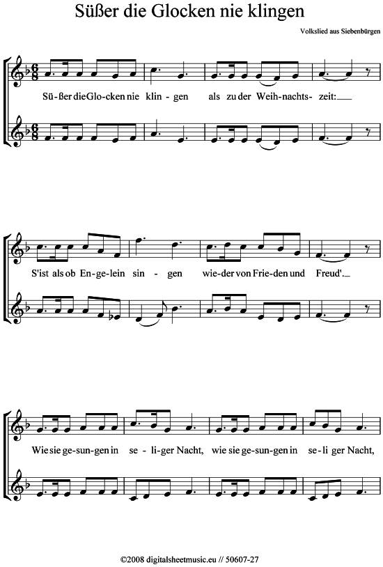 S er die Glocken nie klingen (2x Klarinette) (Duett (Klarinette)) von Weihnachtslied (sehr einfach)