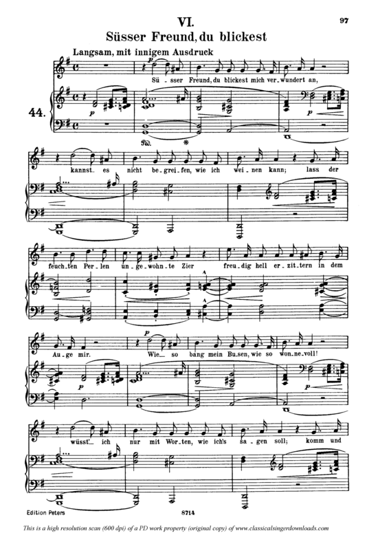 S sser Freund du blickest Op.42 No.6 (Gesang mittel + Klavier) (Klavier  Gesang mittel) von Robert Schumann