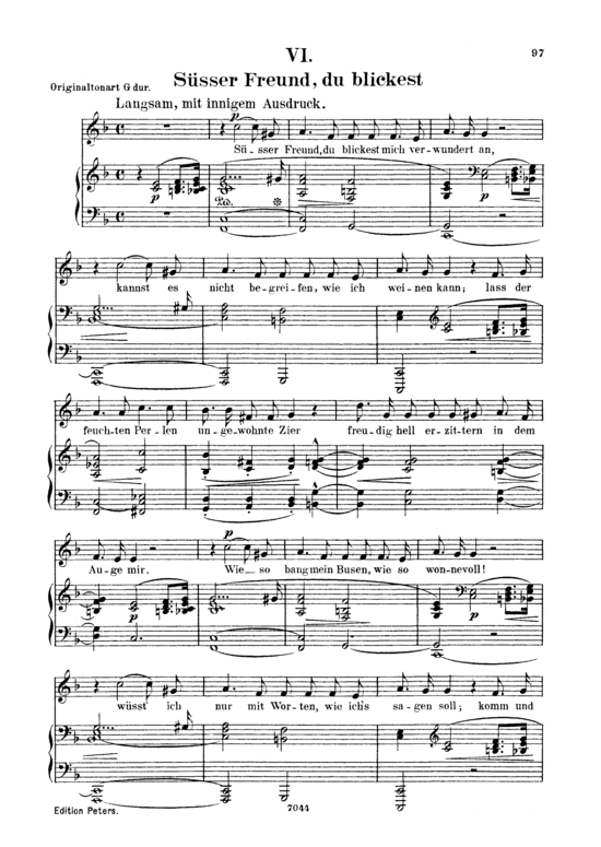 S sser Freund du blickest Op.42 No.6 (Gesang tief + Klavier) (Klavier  Gesang tief) von Robert Schumann