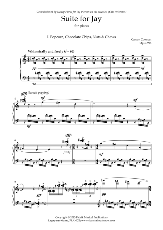 Suite for Jay (Klavier Solo) (Klavier Solo) von Carson Cooman