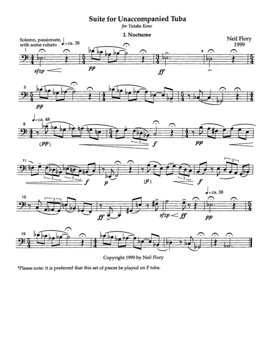 Suite for Unaccompanied Solo Tuba (Tuba Solo) (Tuba (Solo)) von Neil Flory