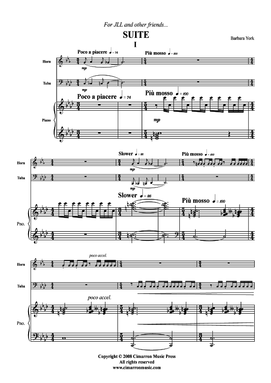 Suite (Horn Tuba + Klavier) (Trio (Klavier  2 St.)) von Barbara York