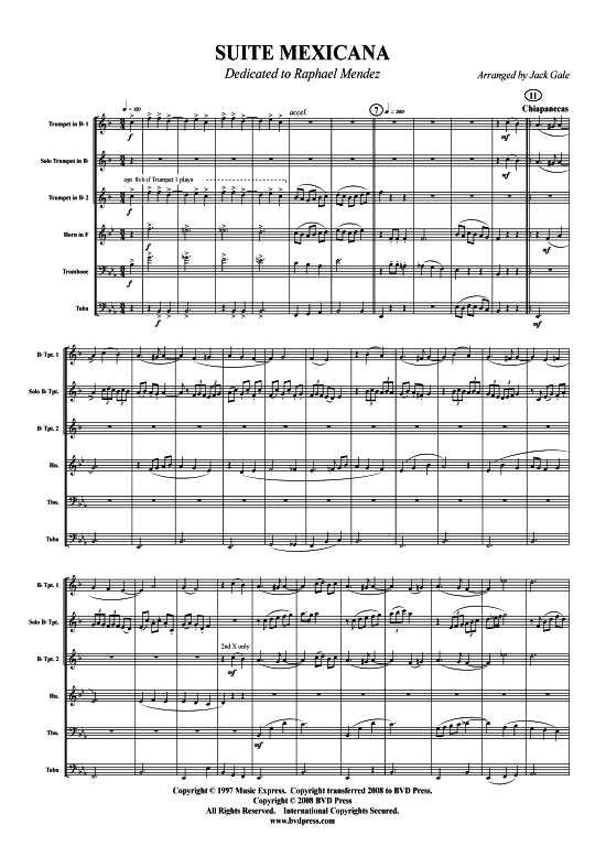 Suite Mexicana (Blechbl serquintett) (Quintett (Blech Brass)) von Rafael Mendez gewidmet (arr. Gale)