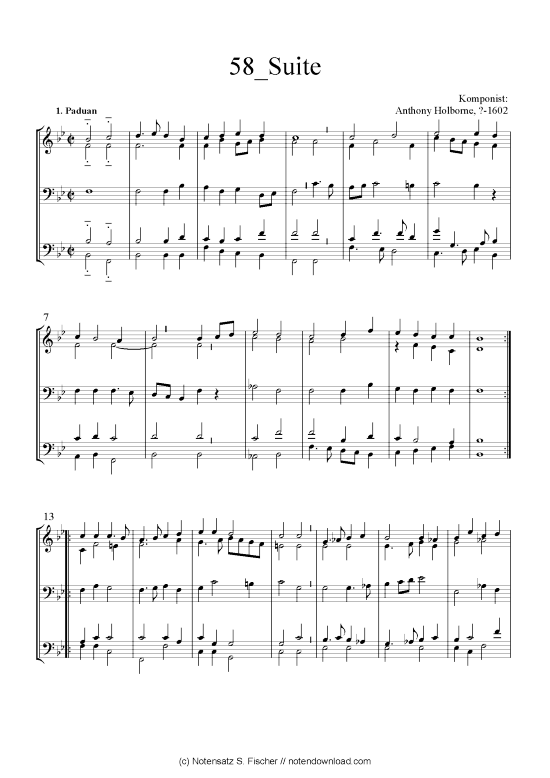 Suite (Quartett in C) (Quartett (4 St.)) von Anthony Holborne